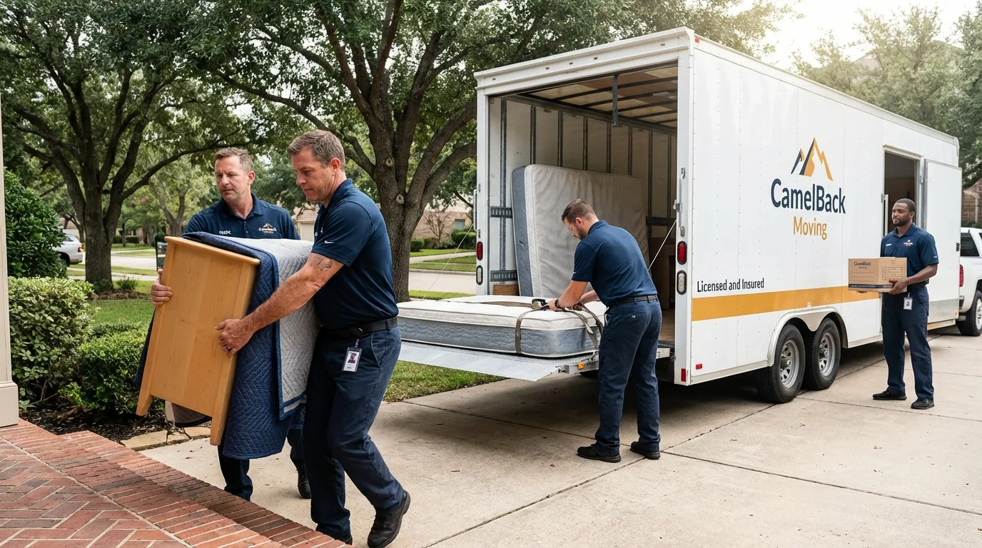 Crew loading residential truck for cross-state move from Sylacauga, AL