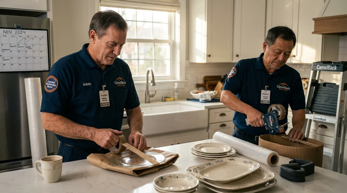 Professional crew packing kitchen dishware in Sylacauga, AL
